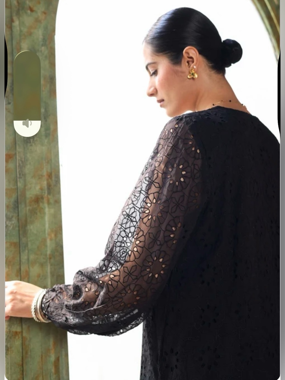 Sheer Black Floral Eyelet Lace Blouse